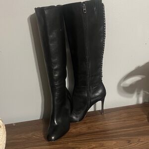 Coach Black Heeled Leather Boots